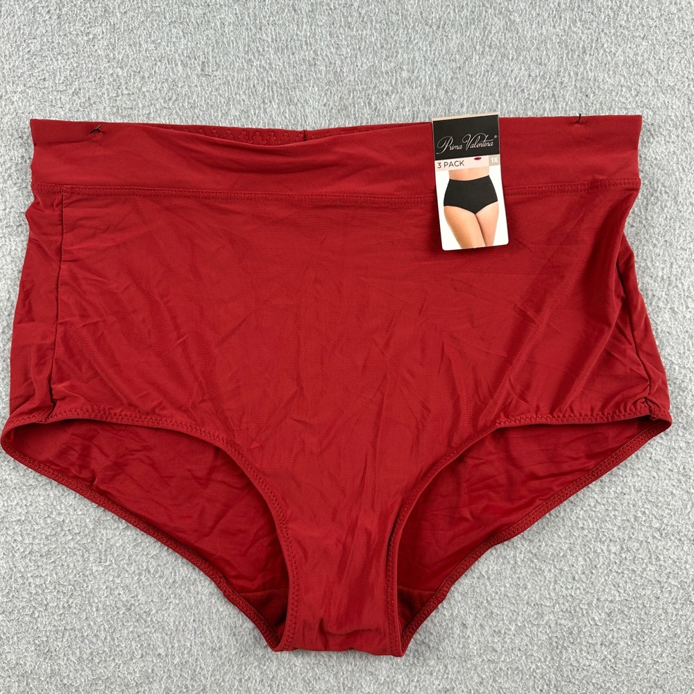 Prima Valentina Briefs Womens 1X 871375X Red High Rise Full Coverage NEW